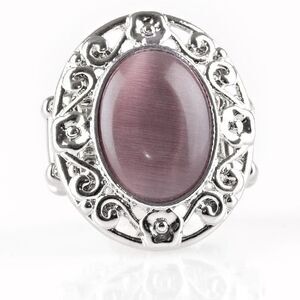Purple Moonstone Ring Silver Fashion Jewelry Flexible Band Fits Sizes (6-10)